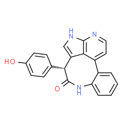 ChemSpider 2D Image | (3R)-3-(4-Hydroxyphenyl)-1,5-dihydro-1,5,12-triazabenzo[4,5]cycloocta[1,2,3-cd]inden-4(3H)-one | C21H15N3O2