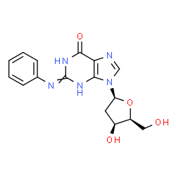 ChemSpider 2D Image | 2-Anilino-9-(2-deoxy-beta-L-threo-pentofuranosyl)-1,9-dihydro-6H-purin-6-one | C16H17N5O4