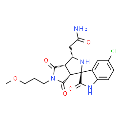 ChemSpider 2D Image | 2-[(3S,3'S,3a'S,6a'R)-5-Chloro-5'-(3-methoxypropyl)-2,4',6'-trioxo-1,2,3',3a',4',5',6',6a'-octahydro-2'H-spiro[indole-3,1'-pyrrolo[3,4-c]pyrrol]-3'-yl]acetamide | C19H21ClN4O5