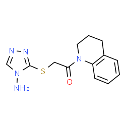 ChemSpider 2D Image | 2-[(4-Amino-4H-1,2,4-triazol-3-yl)sulfanyl]-1-(3,4-dihydro-1(2H)-quinolinyl)ethanone | C13H15N5OS