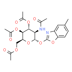 ChemSpider 2D Image | 5-Methyl-1,3-benzoxazol-2-yl 2-acetamido-3,4,6-tri-O-acetyl-2-deoxy-alpha-L-idopyranoside | C22H26N2O10