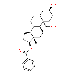 ChemSpider 2D Image | (3beta,10alpha,17beta)-3,19-Dihydroxyandrost-5-en-17-yl benzoate | C26H34O4