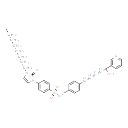 ChemSpider 2D Image | [4-(2-{[(2R)-2-Hydroxy-2-(3-pyridinyl)ethyl]ammonio}ethyl)phenyl]{[4-(3-octyl-2-oxo-2,3-dihydro-1H-imidazol-1-yl)phenyl]sulfonyl}azanide | C32H41N5O4S
