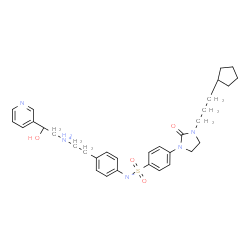 ChemSpider 2D Image | ({4-[3-(3-Cyclopentylpropyl)-2-oxo-1-imidazolidinyl]phenyl}sulfonyl)[4-(2-{[(2R)-2-hydroxy-2-(3-pyridinyl)ethyl]ammonio}ethyl)phenyl]azanide | C32H41N5O4S