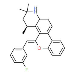 ChemSpider 2D Image | (4S,5Z)-5-(3-Fluorobenzylidene)-2,2,4-trimethyl-2,3,4,5-tetrahydro-1H-chromeno[3,4-f]quinoline | C26H24FNO