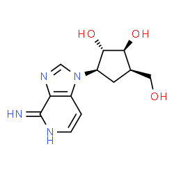 ChemSpider 2D Image | (1S,2S,3R,5R)-3-(4-Amino-1H-imidazo[4,5-c]pyridin-1-yl)-5-(hydroxymethyl)-1,2-cyclopentanediol | C12H16N4O3
