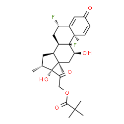 ChemSpider 2D Image | (6alpha,8alpha,9beta,10alpha,11beta,13alpha,16alpha)-6,9-Difluoro-11,17-dihydroxy-16-methyl-3,20-dioxopregna-1,4-dien-21-yl pivalate | C27H36F2O6