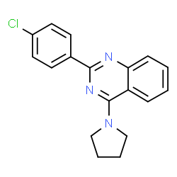 ChemSpider 2D Image | 2-(4-Chlorophenyl)-4-(1-pyrrolidinyl)quinazoline | C18H16ClN3