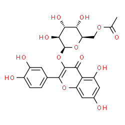 ChemSpider 2D Image | 2-(3,4-Dihydroxyphenyl)-5,7-dihydroxy-4-oxo-4H-chromen-3-yl 6-O-acetyl-beta-D-altropyranoside | C23H22O13