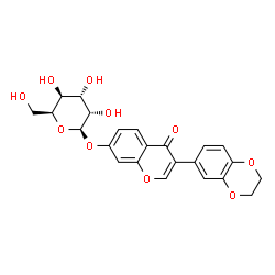 ChemSpider 2D Image | 3-(2,3-Dihydro-1,4-benzodioxin-6-yl)-4-oxo-4H-chromen-7-yl beta-L-gulopyranoside | C23H22O10