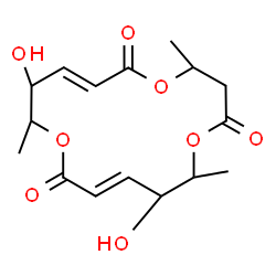 ChemSpider 2D Image | (4R,7E,9S,10S,13E,15S,16R)-9,15-Dihydroxy-4,10,16-trimethyl-1,5,11-trioxacyclohexadeca-7,13-diene-2,6,12-trione | C16H22O8