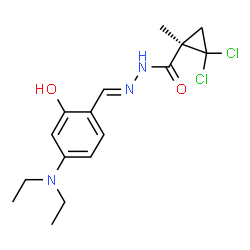 ChemSpider 2D Image | (1R)-2,2-Dichloro-N'-{(E)-[4-(diethylamino)-2-hydroxyphenyl]methylene}-1-methylcyclopropanecarbohydrazide | C16H21Cl2N3O2
