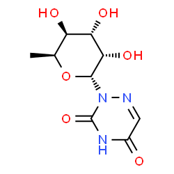 ChemSpider 2D Image | 2-(6-Deoxy-alpha-L-gulopyranosyl)-1,2,4-triazine-3,5(2H,4H)-dione | C9H13N3O6