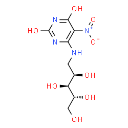 ChemSpider 2D Image | 1-Deoxy-1-[(2,6-dihydroxy-5-nitro-4-pyrimidinyl)amino]-D-arabinitol | C9H14N4O8