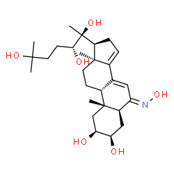 ChemSpider 2D Image | (2beta,3beta,5alpha,6E,9beta,13alpha,20S,22R)-6-(Hydroxyimino)cholesta-7,14-diene-2,3,20,22,25-pentol | C27H43NO6