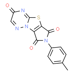 ChemSpider 2D Image | 7-(4-Methylphenyl)-3H,6H-pyrrolo[3',4':4,5][1,3]thiazolo[3,2-b][1,2,4]triazine-3,6,8(7H)-trione | C14H8N4O3S