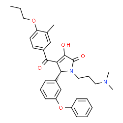 ChemSpider 2D Image | (5R)-1-[3-(Dimethylamino)propyl]-3-hydroxy-4-(3-methyl-4-propoxybenzoyl)-5-(3-phenoxyphenyl)-1,5-dihydro-2H-pyrrol-2-one | C32H36N2O5