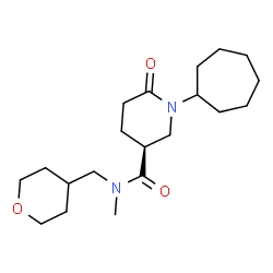 ChemSpider 2D Image | (3S)-1-Cycloheptyl-N-methyl-6-oxo-N-(tetrahydro-2H-pyran-4-ylmethyl)-3-piperidinecarboxamide | C20H34N2O3