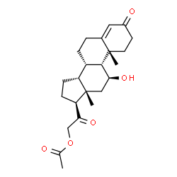 ChemSpider 2D Image | (9beta,11beta,14beta)-11-Hydroxy-3,20-dioxopregn-4-en-21-yl acetate | C23H32O5