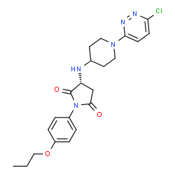 ChemSpider 2D Image | (3R)-3-{[1-(6-Chloro-3-pyridazinyl)-4-piperidinyl]amino}-1-(4-propoxyphenyl)-2,5-pyrrolidinedione | C22H26ClN5O3