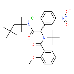 ChemSpider 2D Image | N-{(1S)-1-(2-Chloro-5-nitrophenyl)-2-oxo-2-[(2,4,4-trimethyl-2-pentanyl)amino]ethyl}-2-methoxy-N-(2-methyl-2-propanyl)benzamide | C28H38ClN3O5
