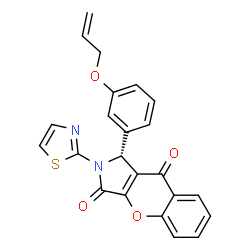 ChemSpider 2D Image | (1R)-1-[3-(Allyloxy)phenyl]-2-(1,3-thiazol-2-yl)-1,2-dihydrochromeno[2,3-c]pyrrole-3,9-dione | C23H16N2O4S