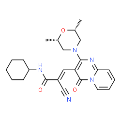 ChemSpider 2D Image | (2E)-2-Cyano-N-cyclohexyl-3-{2-[(2R,6S)-2,6-dimethyl-4-morpholinyl]-4-oxo-4H-pyrido[1,2-a]pyrimidin-3-yl}acrylamide | C24H29N5O3