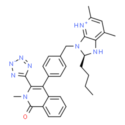 ChemSpider 2D Image | 5-[4-(4-{[(2R)-2-Butyl-5,7-dimethyl-1,2-dihydro-3H-imidazo[4,5-b]pyridin-4-ium-3-yl]methyl}phenyl)-2-methyl-1-oxo-1,2-dihydro-3-isoquinolinyl]tetrazol-1-ide | C30H32N8O