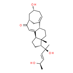 ChemSpider 2D Image | (2S,5S,6R,9R,13S,15R)-6-[(2S,3E,5R)-2,5-Dihydroxy-3-hexen-2-yl]-15-hydroxy-5-methyltetracyclo[11.4.1.0~2,10~.0~5,9~]octadeca-1(17),10-dien-12-one | C25H36O4