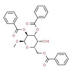 ChemSpider 2D Image | Methyl 2,3,6-tri-O-benzoyl-alpha-L-galactopyranoside | C28H26O9