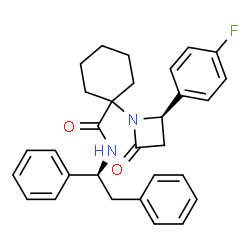 ChemSpider 2D Image | N-[(1S)-1,2-Diphenylethyl]-1-[(2R)-2-(4-fluorophenyl)-4-oxo-1-azetidinyl]cyclohexanecarboxamide | C30H31FN2O2