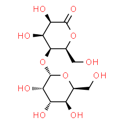 ChemSpider 2D Image | (3R,4S,5S,6S)-3,4-Dihydroxy-6-(hydroxymethyl)-5-{[(2S,3S,4S,5S,6S)-3,4,5-trihydroxy-6-(hydroxymethyl)tetrahydro-2H-pyran-2-yl]oxy}tetrahydro-2H-pyran-2-one (non-preferred name) | C12H20O11