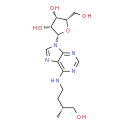 ChemSpider 2D Image | N-[(3R)-4-Hydroxy-3-methylbutyl]-9-(beta-L-lyxofuranosyl)-9H-purin-6-amine | C15H23N5O5