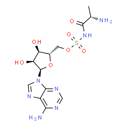 ChemSpider 2D Image | 9-[5-O-({(Z)-[(2S)-2-Ammonio-1-oxidanidylpropylidene]amino}sulfonyl)-alpha-L-ribofuranosyl]-9H-purin-6-amine | C13H19N7O7S