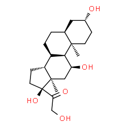 ChemSpider 2D Image | (3alpha,5alpha,10alpha,11beta,13alpha,14beta,17alpha)-3,11,17,21-Tetrahydroxypregnan-20-one | C21H34O5