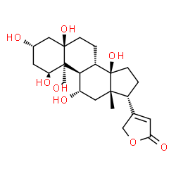ChemSpider 2D Image | (1beta,3alpha,5alpha,8alpha,11beta,13alpha,17alpha)-1,3,5,11,14,19-Hexahydroxycard-20(22)-enolide | C23H34O8