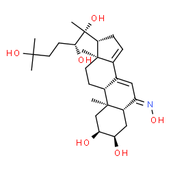 ChemSpider 2D Image | (2alpha,3beta,5alpha,6Z,9beta,10alpha,13alpha,22R)-6-(Hydroxyimino)cholesta-7,14-diene-2,3,20,22,25-pentol | C27H43NO6