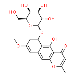 ChemSpider 2D Image | 5-Hydroxy-8-methoxy-2-methyl-4-oxo-4H-benzo[g]chromen-6-yl alpha-L-galactopyranoside | C21H22O10