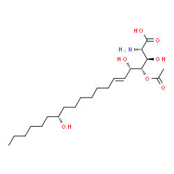 ChemSpider 2D Image | (2S,3R,4R,5S,6E,14R)-4-Acetoxy-2-ammonio-3,5,14-trihydroxy-6-icosenoate | C22H41NO7
