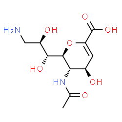 ChemSpider 2D Image | (6S)-5-Acetamido-6-[(1R,2R)-3-ammonio-1,2-dihydroxypropyl]-2,6-anhydro-3,5-dideoxy-D-threo-hex-2-enonate | C11H18N2O7