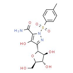 ChemSpider 2D Image | (1R)-1,4-Anhydro-1-{5-carbamoyl-4-hydroxy-1-[(4-methylphenyl)sulfonyl]-1H-pyrazol-3-yl}-D-arabinitol | C16H19N3O8S