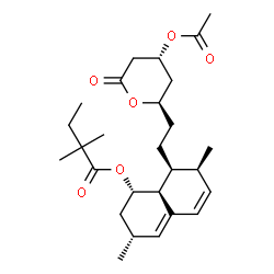 ChemSpider 2D Image | (1S,3R,7S,8S,8aS)-8-{2-[(2R,4R)-4-Acetoxy-6-oxotetrahydro-2H-pyran-2-yl]ethyl}-3,7-dimethyl-1,2,3,7,8,8a-hexahydro-1-naphthalenyl 2,2-dimethylbutanoate | C27H40O6