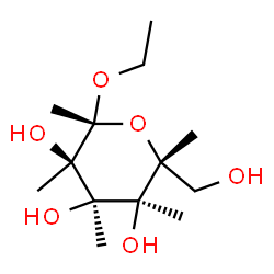 ChemSpider 2D Image | (2R,3R,4R,5S,6R)-2-Ethoxy-6-(hydroxymethyl)-2,3,4,5,6-pentamethyltetrahydro-2H-pyran-3,4,5-triol (non-preferred name) | C13H26O6