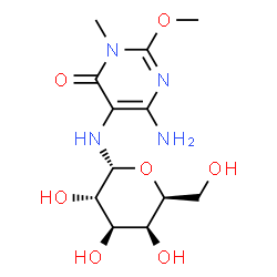 ChemSpider 2D Image | N-(4-Amino-2-methoxy-1-methyl-6-oxo-1,6-dihydro-5-pyrimidinyl)-alpha-L-galactopyranosylamine | C12H20N4O7