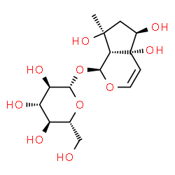 ChemSpider 2D Image | (1S,5R,7S,7aR)-4a,5,7-Trihydroxy-7-methyl-1,4a,5,6,7,7a-hexahydrocyclopenta[c]pyran-1-yl beta-D-glucopyranoside | C15H24O10