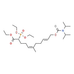 ChemSpider 2D Image | Ethyl (2R,5Z,9E)-2-(diethoxyphosphoryl)-11-[(diisopropylcarbamoyl)oxy]-6-methyl-5,9-undecadienoate | C25H46NO7P