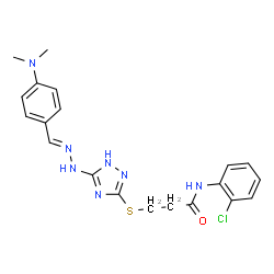 ChemSpider 2D Image | N-(2-Chlorophenyl)-3-[(5-{(2E)-2-[4-(dimethylamino)benzylidene]hydrazino}-1H-1,2,4-triazol-3-yl)sulfanyl]propanamide | C20H22ClN7OS