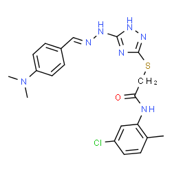 ChemSpider 2D Image | N-(5-Chloro-2-methylphenyl)-2-[(5-{(2E)-2-[4-(dimethylamino)benzylidene]hydrazino}-1H-1,2,4-triazol-3-yl)sulfanyl]acetamide | C20H22ClN7OS