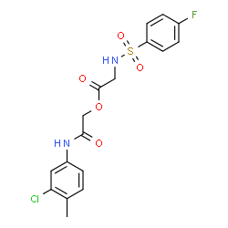 ChemSpider 2D Image | 2-[(3-Chloro-4-methylphenyl)amino]-2-oxoethyl N-[(4-fluorophenyl)sulfonyl]glycinate | C17H16ClFN2O5S