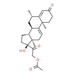 ChemSpider 2D Image | (6beta,10alpha,13alpha)-17-Hydroxy-6-methyl-3,20-dioxopregna-4,9(11)-dien-21-yl acetate | C24H32O5